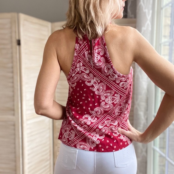 Red paisley print top - Picture 3 of 3